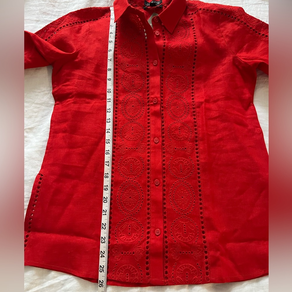 NWT J. Crew 100% Linen Embroidered Button Down Garçon Classic Fit - Picture 3 of 8